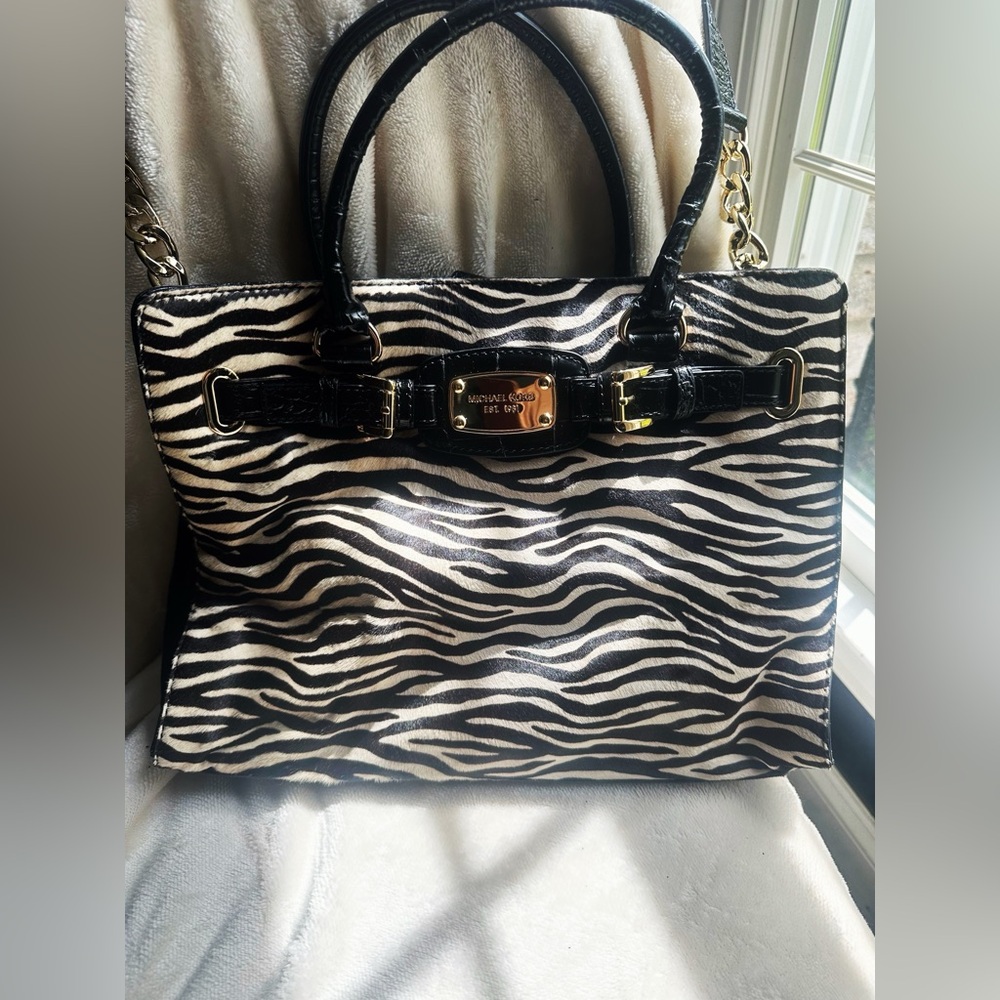 Rare NWOT Michael Kors Hamilton Bag Tiger Stripe with Calf Hair & Leather